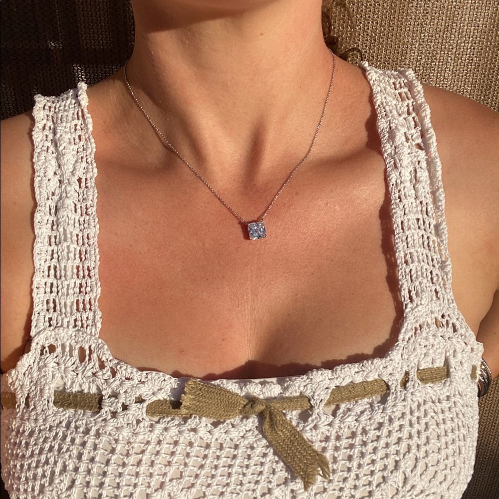 ❤️🤍Silver Necklace, Cubic Zirconia Diamond Stone